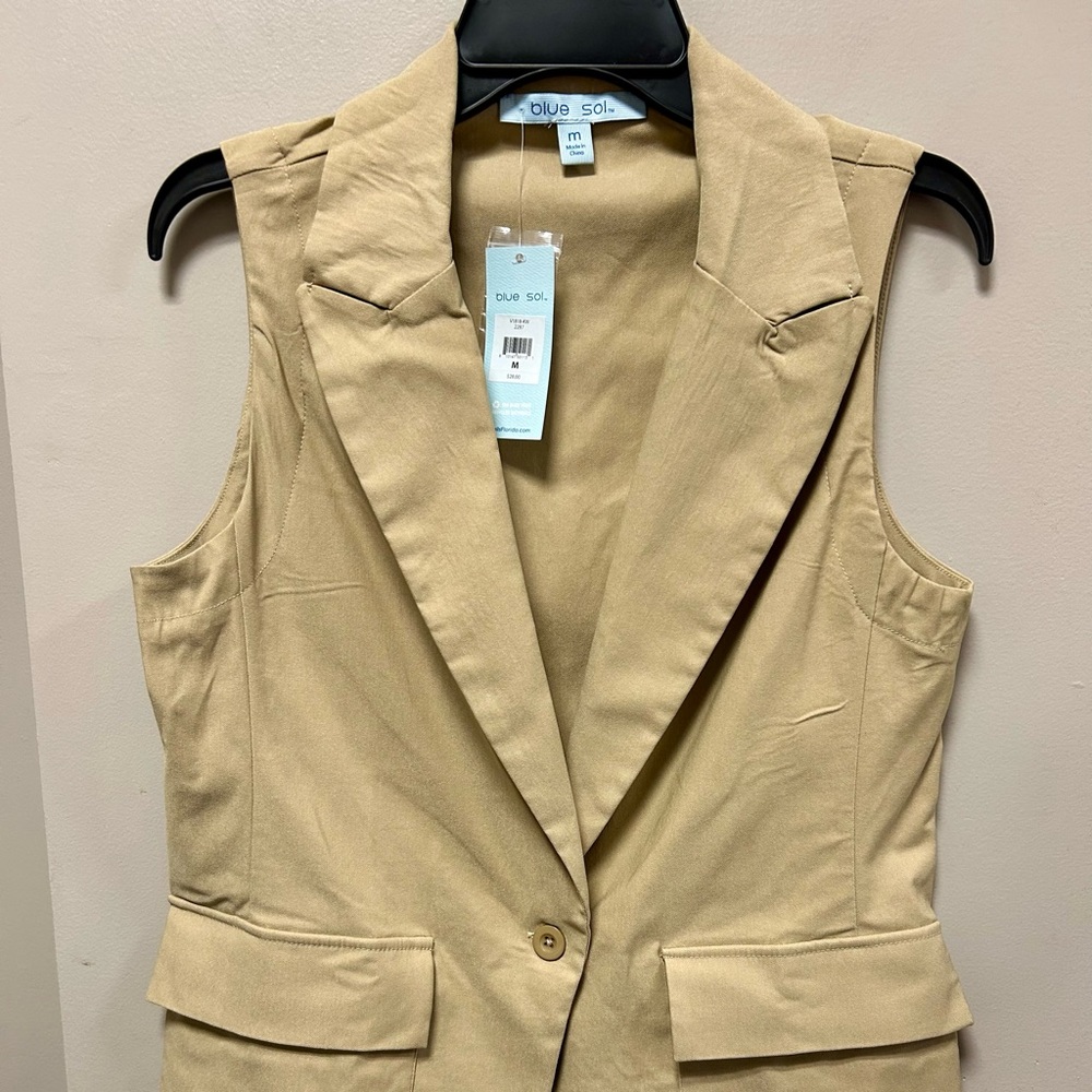 Tan Women's Vest Blue Sol Sz XL NWT